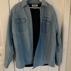 Denim shirt jacket with fleece lining